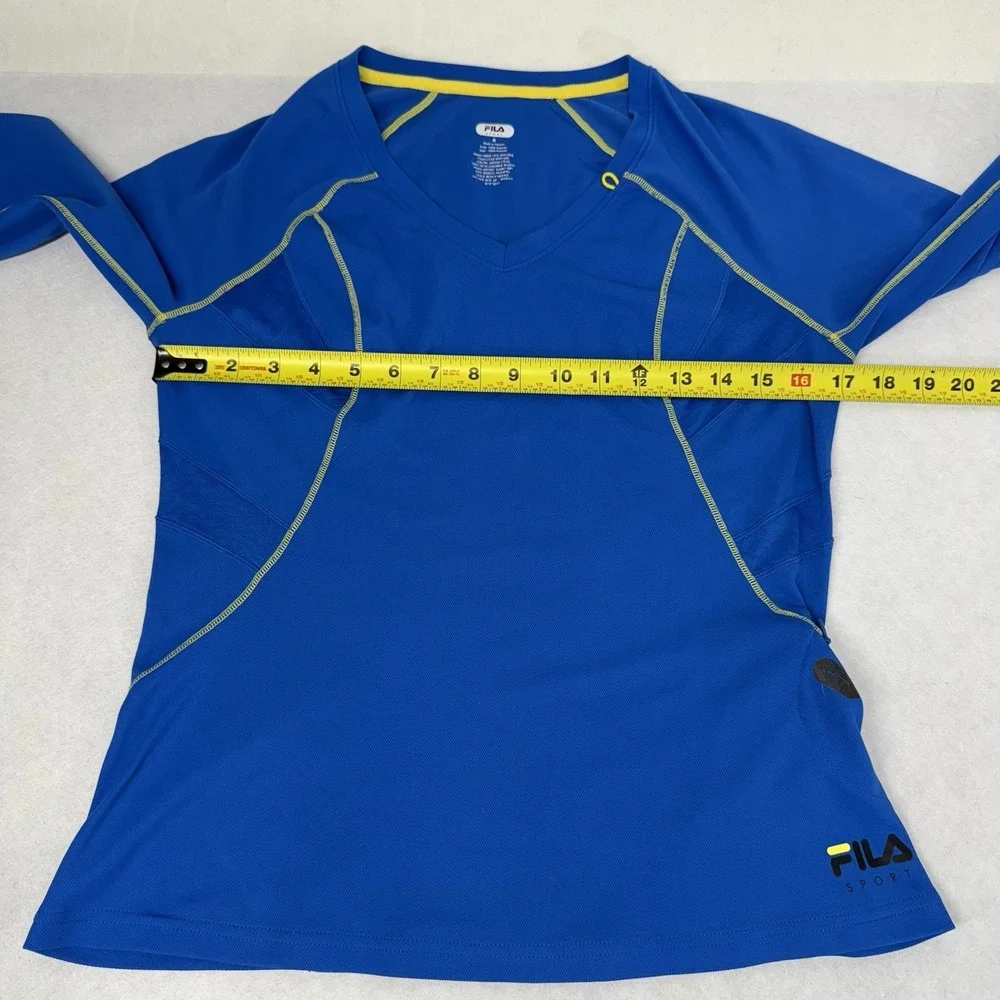 Fila Sport Women's Long Sleeve Running Shirt‎ Medium Blue Yellow Activewear